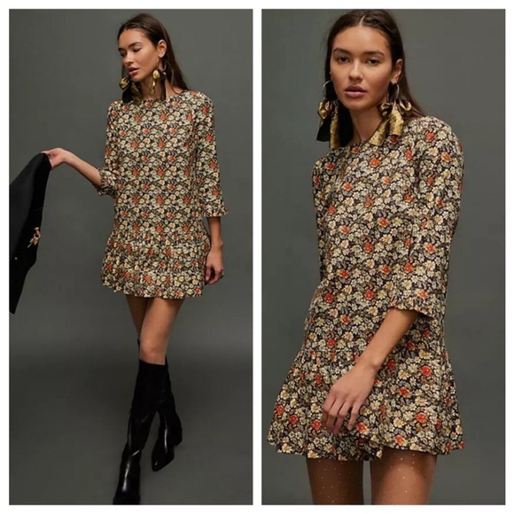 Free People Dresses & Skirts - Free People Floral Mini Dress - Black and Orange